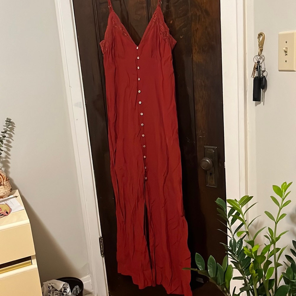 Spaghetti Strap Rust Dress